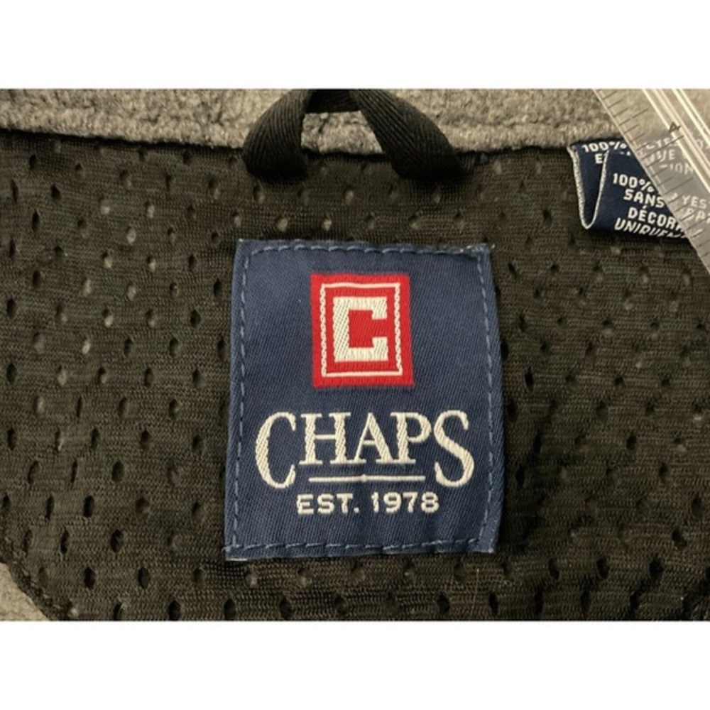 Chaps Mens Full Zip Fleece Vest Gray Black Colorblock Large Y2K Outdoor - Picture 3 of 10